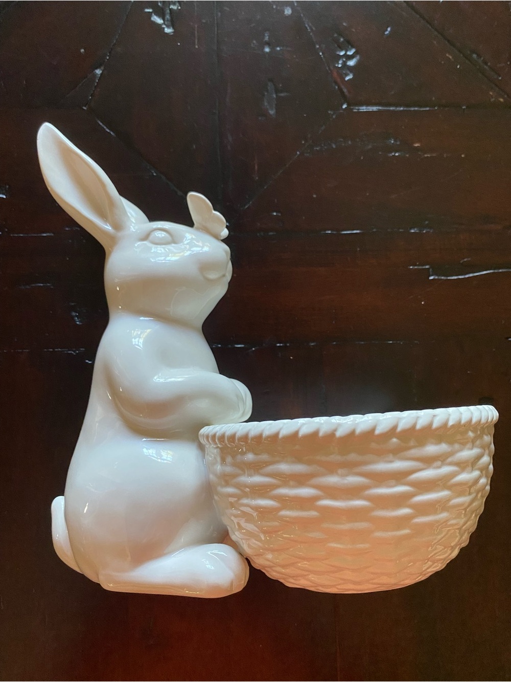 White Ceramic Bunny Planter - Decorative Home collection.